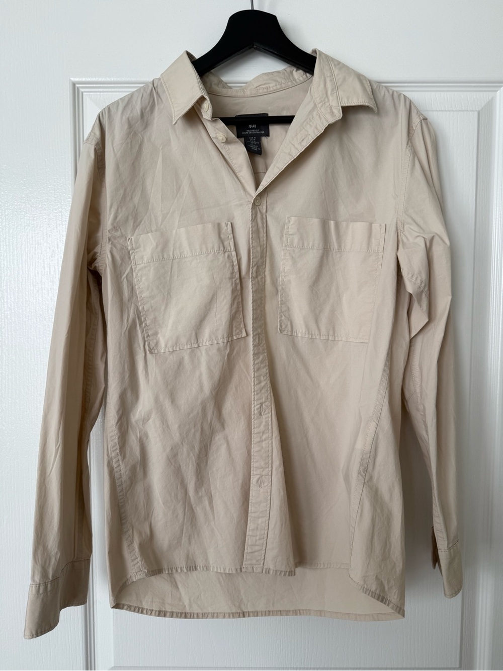 H&M Men's Casual Button-Down Shirt in Light Beige